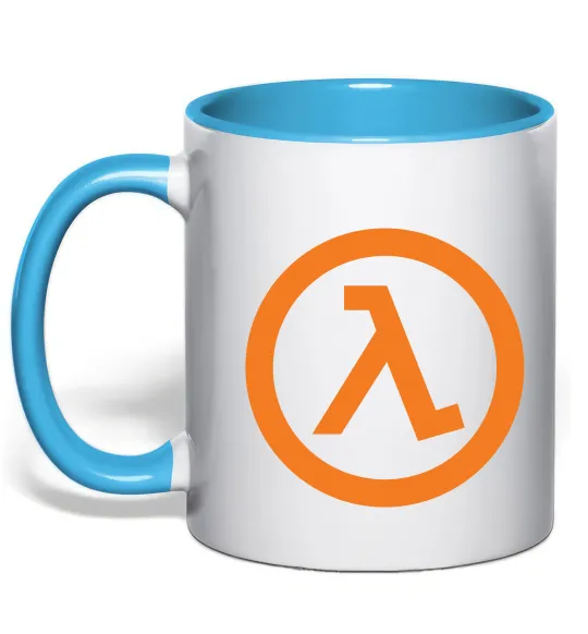Чашка с цветной ручкой Half life logo Голубой фото
