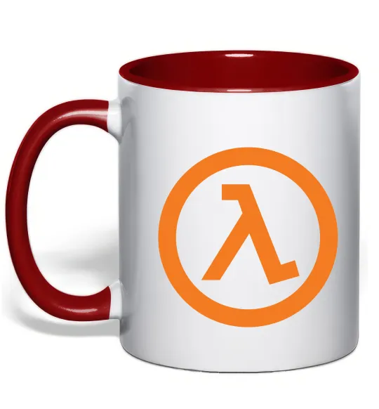 Чашка с цветной ручкой Half life logo Красный фото