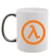 Чашка с цветной ручкой Half life logo Серебро фото