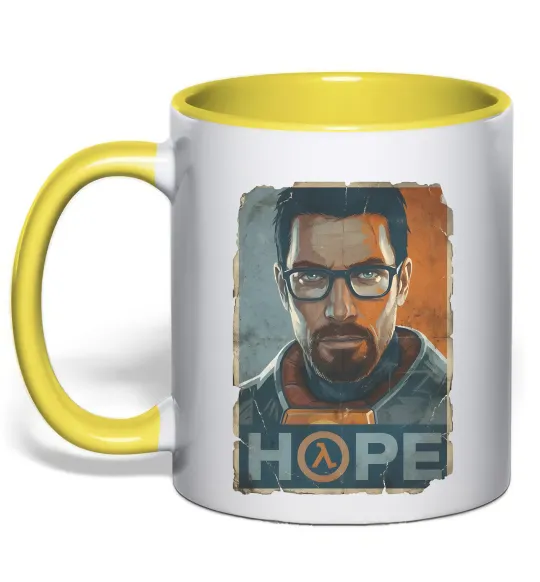 Чашка з кольоровою ручкою Half Life Hope Лимонний фото