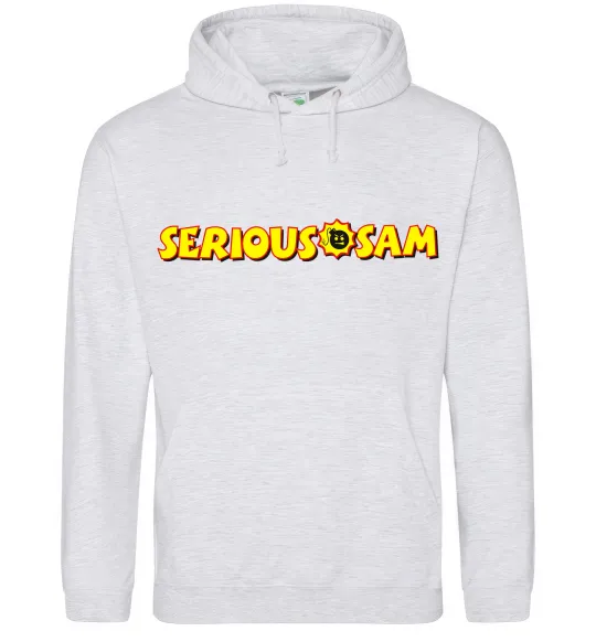 Мужская толстовка (худи) Serious Sam Серый меланж фото