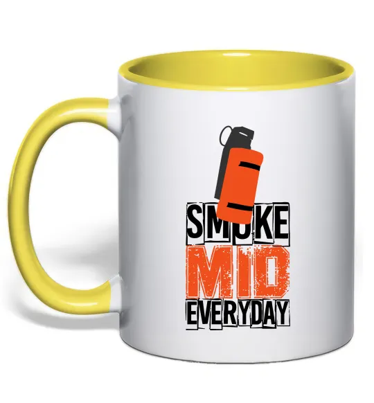 Чашка с цветной ручкой Smoke mid Лимонный фото