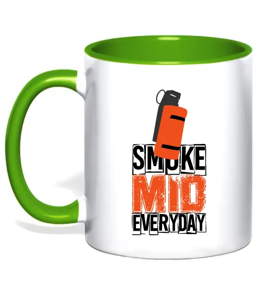 Чашка с цветной ручкой Smoke mid Лаймовый фото