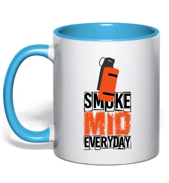 Чашка з кольоровою ручкою Smoke mid Блакитний фото