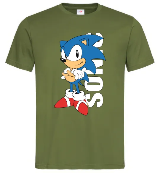 Чоловіча футболка Sonic retro Оливковий фото