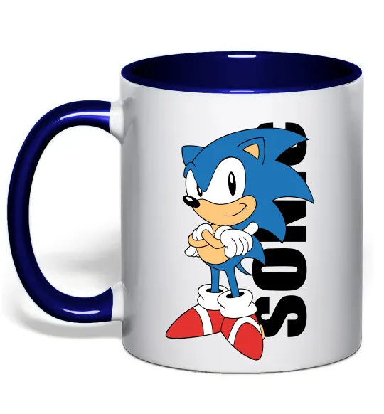 Чашка з кольоровою ручкою Sonic retro Глибокий темно-синій фото