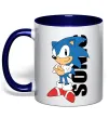 Чашка з кольоровою ручкою Sonic retro Глибокий темно-синій фото