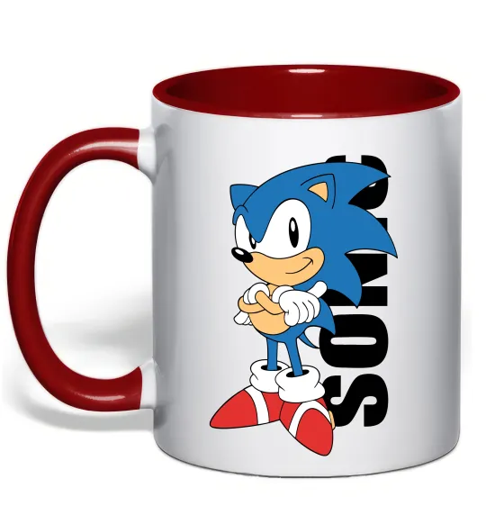 Чашка з кольоровою ручкою Sonic retro Червоний фото
