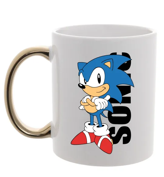 Чашка з кольоровою ручкою Sonic retro Золото фото