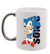 Чашка з кольоровою ручкою Sonic retro Срібло фото