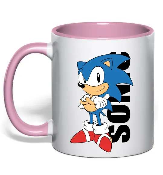 Чашка з кольоровою ручкою Sonic retro Ніжно рожевий фото