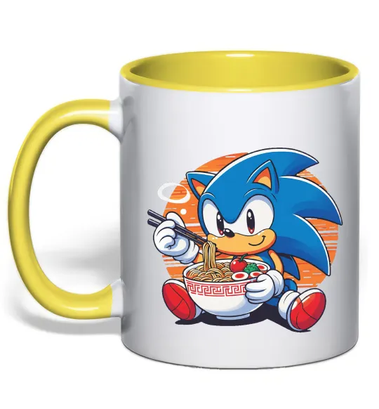 Чашка з кольоровою ручкою Sonic ramen Сонячно жовтий фото