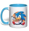 Чашка з кольоровою ручкою Sonic ramen Блакитний фото