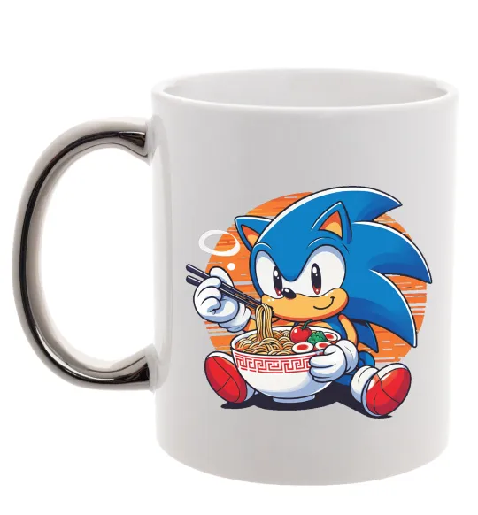 Чашка з кольоровою ручкою Sonic ramen Срібло фото
