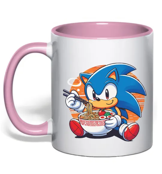 Чашка з кольоровою ручкою Sonic ramen Ніжно рожевий фото