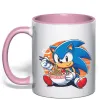 Чашка з кольоровою ручкою Sonic ramen Ніжно рожевий фото