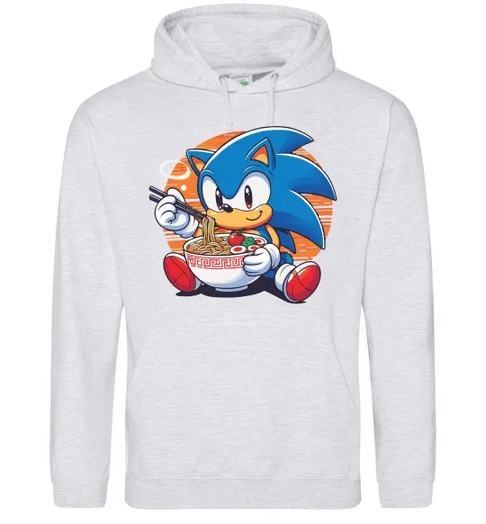Чоловіча толстовка (худі) Sonic ramen Сірий меланж фото