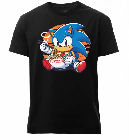 Чоловіча преміум футболка Sonic ramen Чорний фото