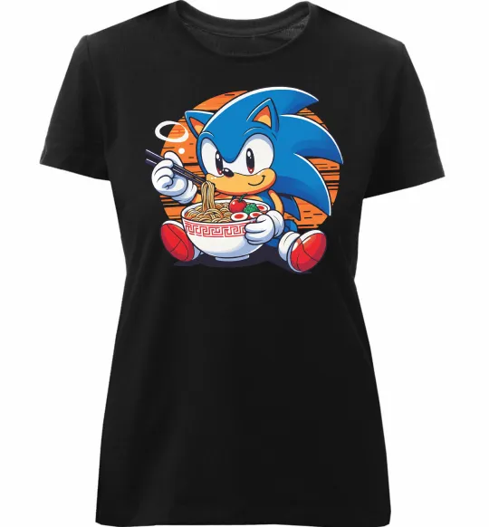Жіноча преміум футболка Sonic ramen Чорний фото