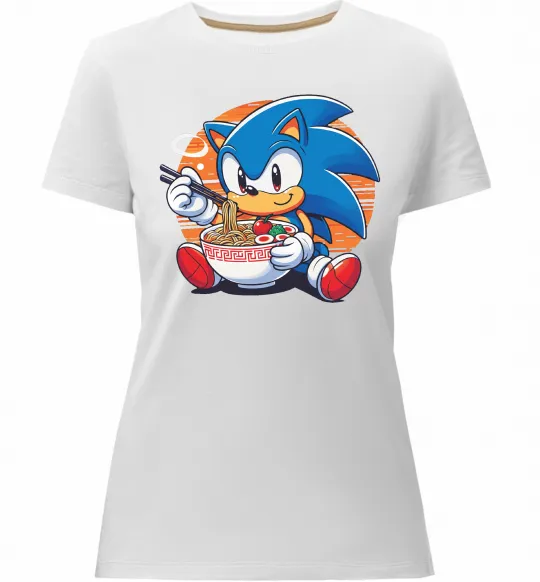 Жіноча преміум футболка Sonic ramen Білий фото