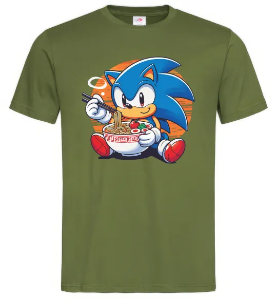Чоловіча футболка Sonic ramen Оливковий фото