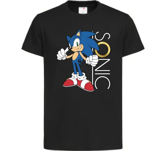 Дитяча футболка Сонік кільце Чорний фото