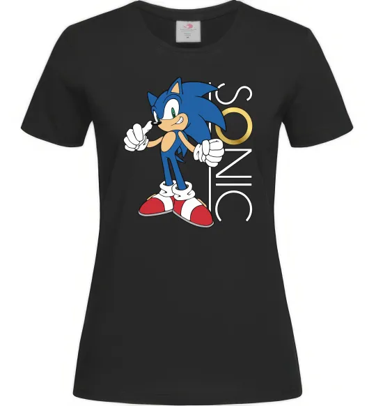 Жіноча футболка Сонік кільце Чорний фото