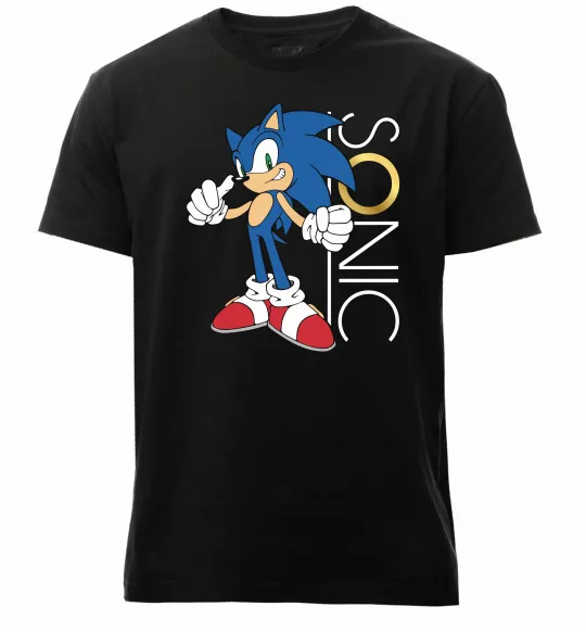 Чоловіча преміум футболка Сонік кільце Чорний фото