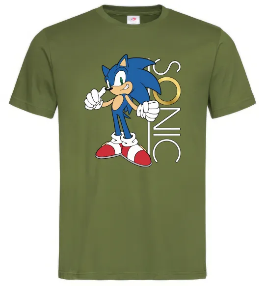Чоловіча футболка Сонік кільце Оливковий фото