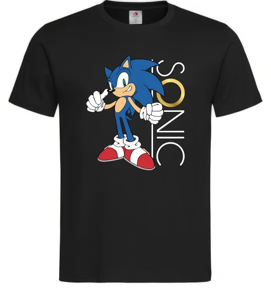 Чоловіча футболка Сонік кільце Чорний фото