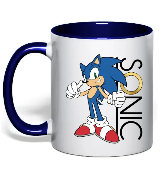 Чашка з кольоровою ручкою Сонік кільце Глибокий темно-синій фото