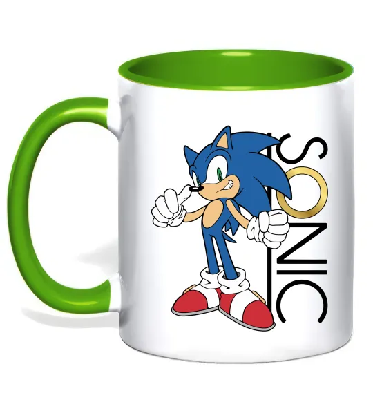 Чашка з кольоровою ручкою Сонік кільце Зелений фото