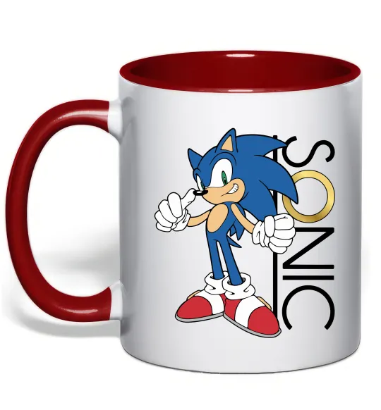 Чашка з кольоровою ручкою Сонік кільце Червоний фото