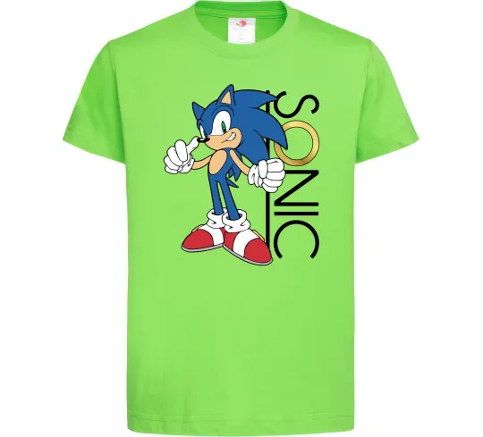 Дитяча футболка Сонік кільце Лаймовий фото