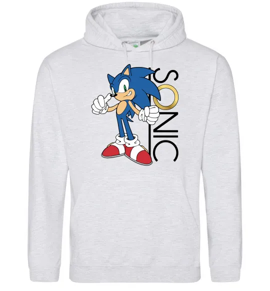 Жіноча толстовка (худі) Сонік кільце Сірий меланж фото