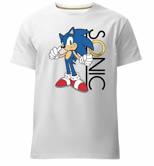 Чоловіча преміум футболка Сонік кільце Білий фото