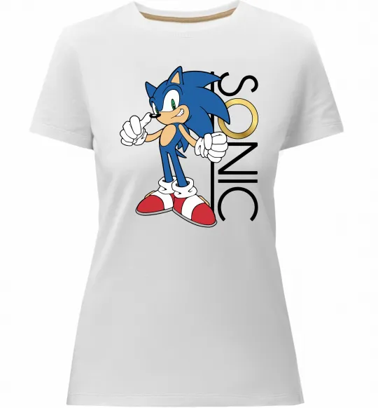Жіноча преміум футболка Сонік кільце Білий фото