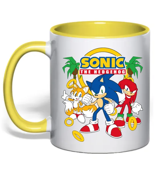 Чашка з кольоровою ручкою Sonic the Hedgehog Сонячно жовтий фото