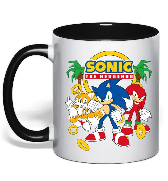 Чашка з кольоровою ручкою Sonic the Hedgehog Чорний фото