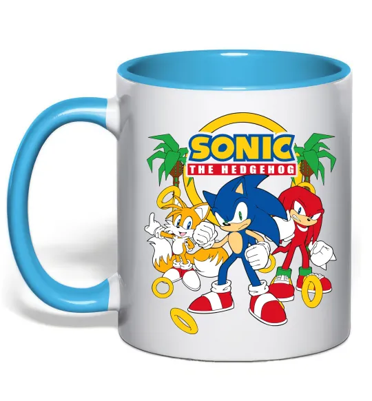 Чашка з кольоровою ручкою Sonic the Hedgehog Блакитний фото