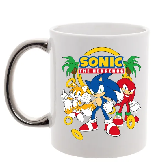 Чашка з кольоровою ручкою Sonic the Hedgehog Срібло фото