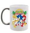Чашка з кольоровою ручкою Sonic the Hedgehog Срібло фото