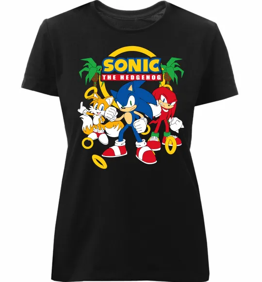 Жіноча преміум футболка Sonic the Hedgehog Чорний фото