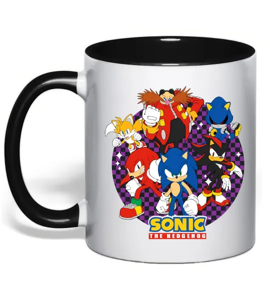 Чашка з кольоровою ручкою Sonic team Чорний фото