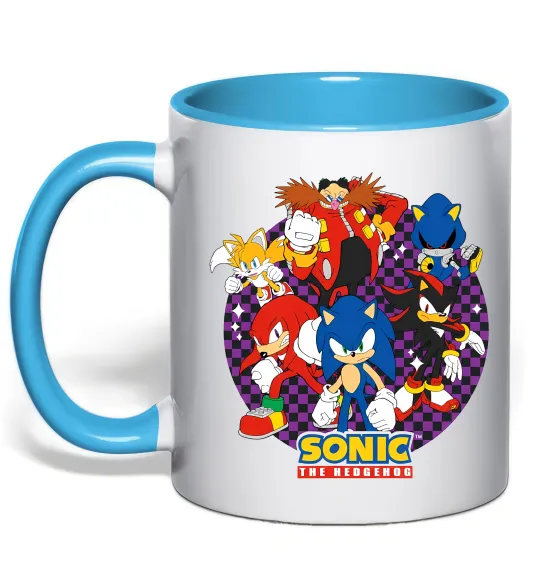 Чашка з кольоровою ручкою Sonic team Блакитний фото