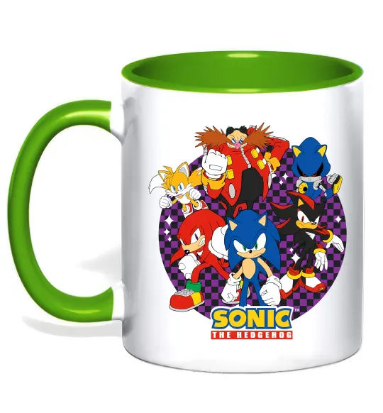 Чашка з кольоровою ручкою Sonic team Зелений фото