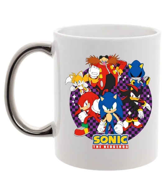 Чашка з кольоровою ручкою Sonic team Срібло фото