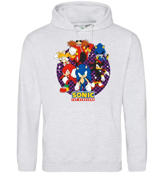 Чоловіча толстовка (худі) Sonic team Сірий меланж фото