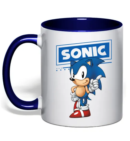 Чашка з кольоровою ручкою Їжак Сонік Глибокий темно-синій фото