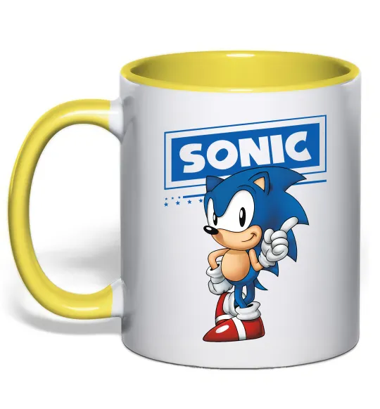 Чашка с цветной ручкой Їжак Сонік Лимонный фото